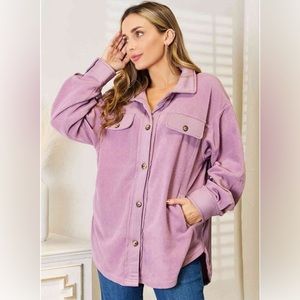 Lavender Haze Cozy Fleece Button Down